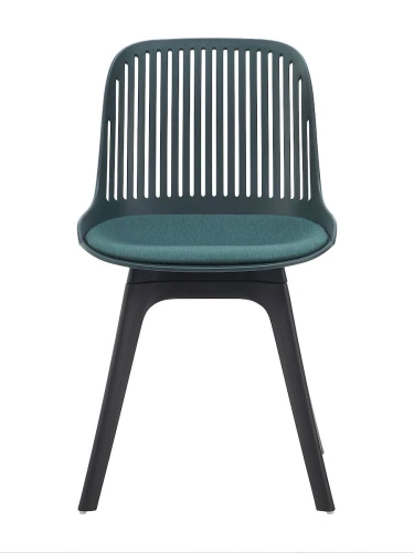 DC270 Стул пластиковый, ТЕМНО-ЗЕЛЕНЫЙ c подушкой, ноги черные
