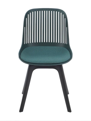 DC270 Стул пластиковый, ТЕМНО-ЗЕЛЕНЫЙ c подушкой, ноги черные