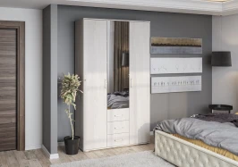 Шкаф трехдверный для одежды Белла, ясень белый