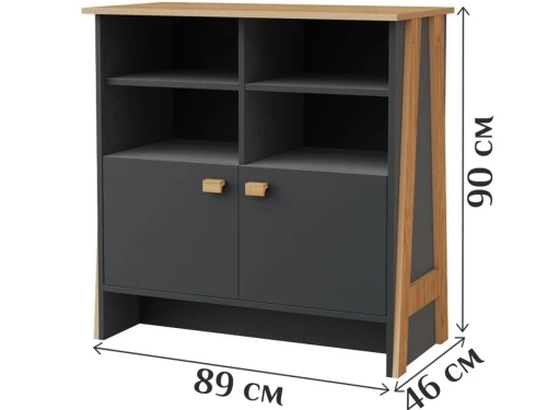 Тумба «Скандинавия 2Д 1» КМК 0905.32, Антрацит/ дуб наварра