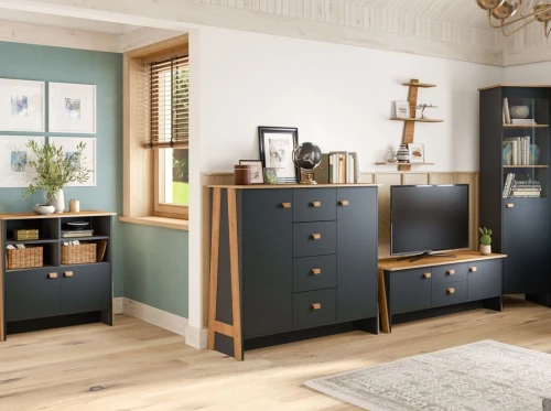 Тумба «Скандинавия 2Д 1» КМК 0905.32, Антрацит/ дуб наварра