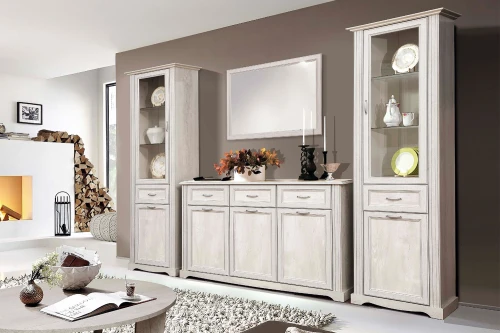 Шкаф витрина Сохо 32.06, Бетон пайн белый