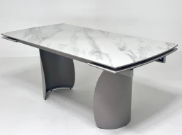 Стол ОЛЬХОН 180 БЕЛЫЙ МРАМОР АКТИВНЫЙ , керамика / Латте каркас, М-City