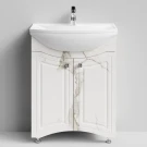 Тумба Адам 65 напольный, Мрамор Белый натур милк ПВХ 2537 Vodok с раковиной в комплекте