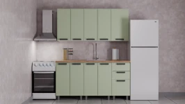 Готовый кухонный гарнитур ГК Аленушка 1,6м Магнолия Фисташка/Фисташка,скоба черный,сонома