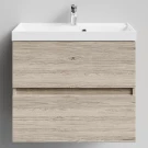 Тумба Бест 70  подвесной, Дубослив ореховый светлый ПВХ 3445 Vodok с раковиной в комплекте