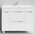 Тумба Лайт 100 напольный, белый глянец Vodok с раковиной в комплекте