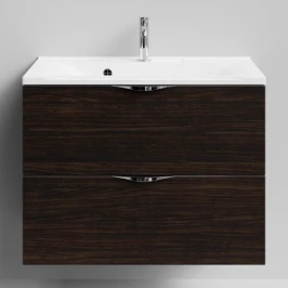 Тумба Марко 75 подвесной, ручки Хром, Палисандр ПВХ 43101 Vodok с раковиной в комплекте