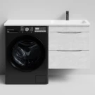 Тумба Смайл 120 подвесной, под стиральную машину, правая, Белый камень ПВХ 57805 Vodok с раковиной в комплекте