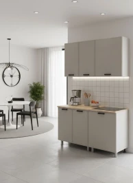 Готовый кухонный гарнитур МК Аленушка 1,4м Магнолия Керамика,скоба черный,сонома