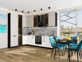 Кухонный гарнитур Евро Лайн-07 Агат/Белый-Graphite