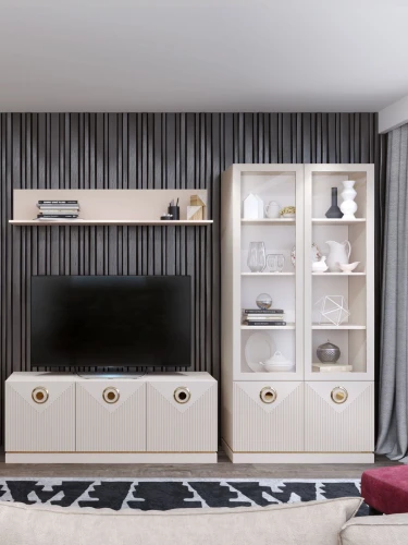 Шкаф-витрина 2-х дверная Капри, бежевая