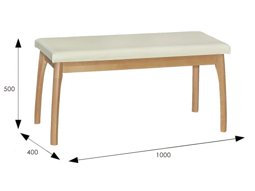 Скамья для прихожей мягкая, экокожа крем, каркас бук