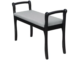 Скамья для прихожей с подлокотниками мягкая, ткань серый, каркас венге