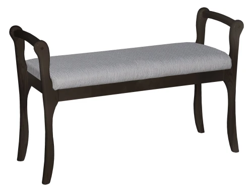 Скамья для прихожей с подлокотниками мягкая, ткань серый, каркас венге