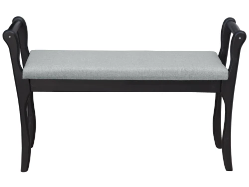 Скамья для прихожей с подлокотниками мягкая, ткань серый, каркас венге