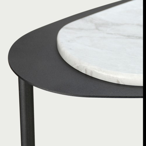 Стол журнальный МеталлАрт М036 белый мрамор/черный