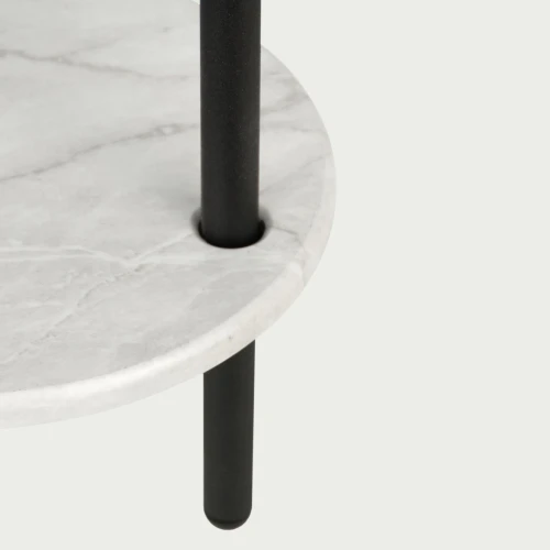 Стол журнальный МеталлАрт М036 белый мрамор/черный