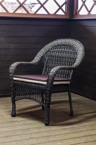 Кресло из искусственного ротанга МЭДИСОН НЬЮ «MEDISON NEW» арт.A6348 dark brown с подушками на сидение