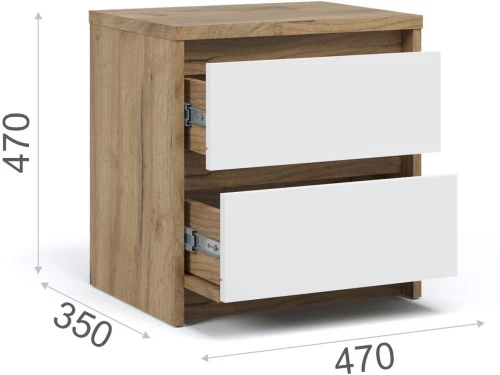 Тумба «Мишель» 2ящ, Дуб крафт золотой/Белый жемчуг