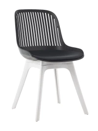 DC270 Стул пластиковый, ЧЕРНЫЙ c подушкой, ноги белые