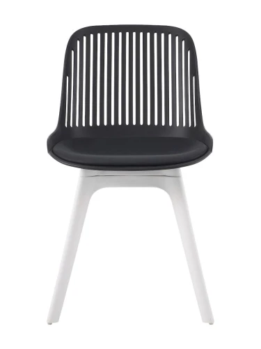 DC270 Стул пластиковый, ЧЕРНЫЙ c подушкой, ноги белые