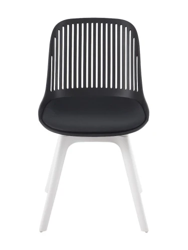 DC270 Стул пластиковый, ЧЕРНЫЙ c подушкой, ноги белые