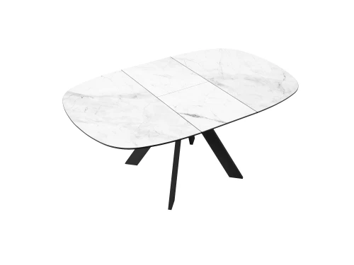 Стол DikLine BK100 Керамика Белый мрамор/подстолье черное/опоры черные