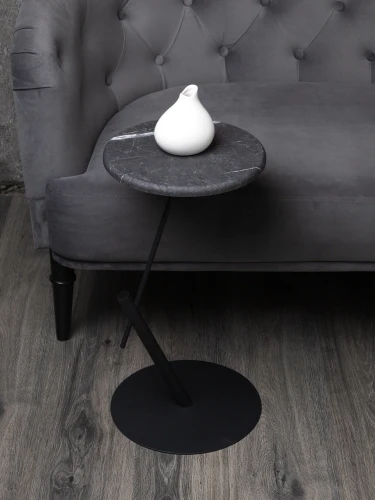 Стол приставной круглый МеталлАрт М015 черный мрамор/черный