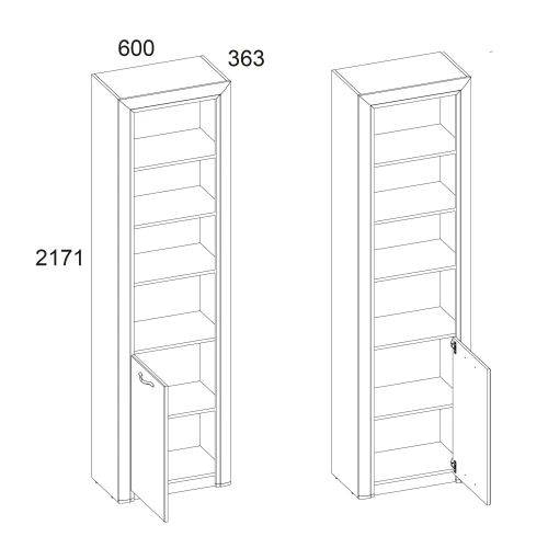 Шкаф открытый 1D, OLIVIA, цвет вудлайн крем/дуб анкона
