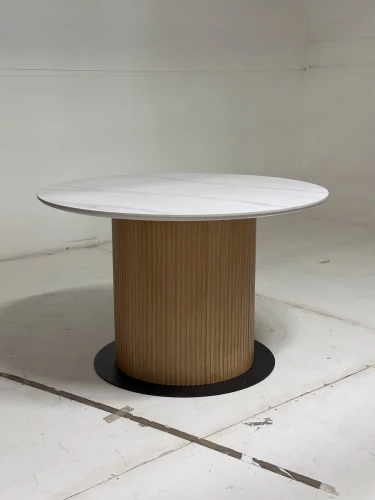 Стол MESA D120 цвет БЕЛЫЙ МРАМОР M326 / Каркас OAK, ®DISAUR