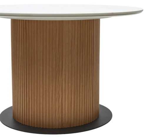 Стол MESA D120 цвет БЕЛЫЙ МРАМОР M326 / Каркас OAK, ®DISAUR