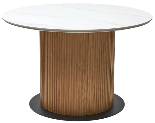 Стол MESA D120 цвет БЕЛЫЙ МРАМОР M326 / Каркас OAK, ®DISAUR