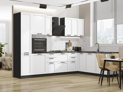 Кухонный гарнитур Нео-03 White Silk Graphite