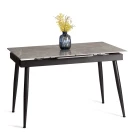 Стол обеденный Balmoral/Балморал столешница керамика (глянцевая) / опоры металл, серый/чёрный, (120+40)x80x75(+1) см Стол обеденный Balmoral/Балморал столешница керамика (глянцевая) / опоры металл, серый/чёрный, (120+40)x80x75(+1) см