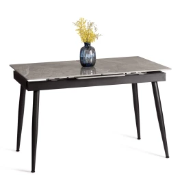 Стол обеденный Balmoral/Балморал столешница керамика (глянцевая) / опоры металл, серый/чёрный, (120+40)x80x75(+1) см