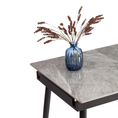 Стол обеденный Balmoral/Балморал столешница керамика (глянцевая) / опоры металл, серый/чёрный, (120+40)x80x75(+1) см