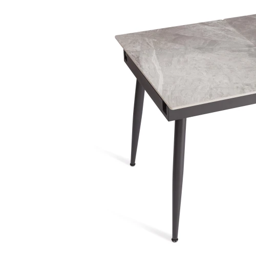 Стол обеденный Balmoral/Балморал столешница керамика (глянцевая) / опоры металл, серый/чёрный, (120+40)x80x75(+1) см