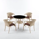 Обеденная группа из искусственного ротанга стол Сантос + 4 кресла Греция Wood Обеденная группа из искусственного ротанга стол Сантос + 4 кресла Греция Wood