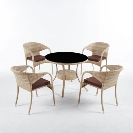 Обеденная группа из искусственного ротанга стол Сантос + 4 кресла Греция Wood