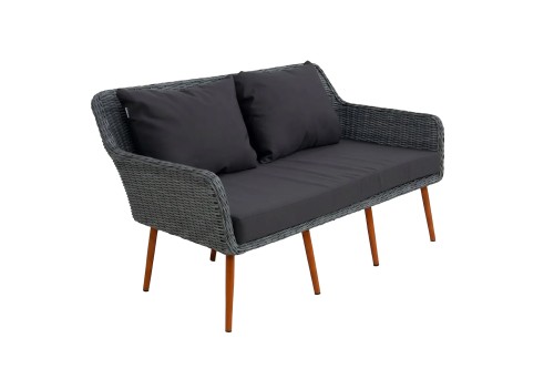 Комплект плетеной мебели MOKKA РИМИНИ / RIMINI (стол кофейный, 2 кресла, диван 2 х-местный), Серый / Коричневый