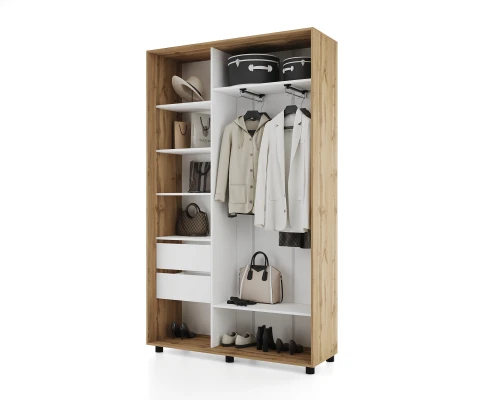 Шкаф-купе PRIME, 140х45х230 Дуб вотан с зеркалом