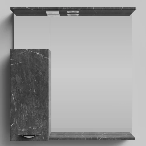 Зеркало Марко 75, ручки Хром, Мрамор Графит софт тач ПВХ 4044-3, левый