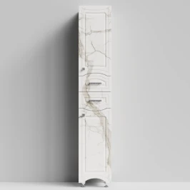 Пенал Адам 35 напольный, Мрамор Белый натур милк ПВХ 2537, правый