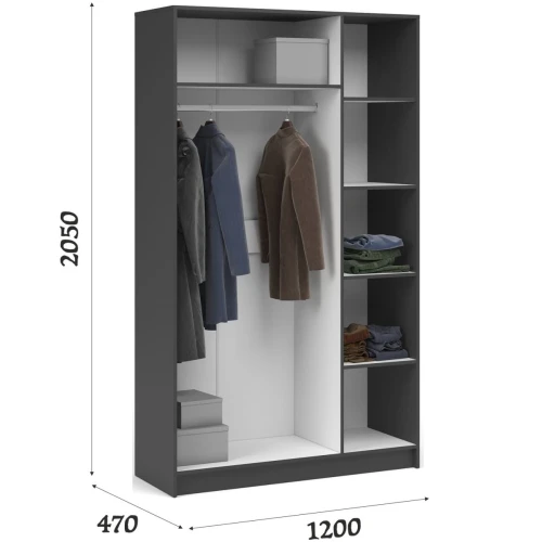 Шкаф «Чикаго» 3д Антрацит/Белый