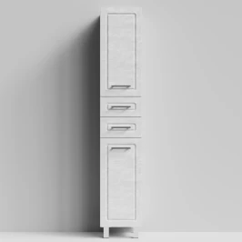 Пенал Арабеска 35 напольный, Белый камень ПВХ 57805, правый, бельевая корзина