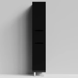 Пенал Лайт 35 напольный, черный глянец, правый, бельевая корзина