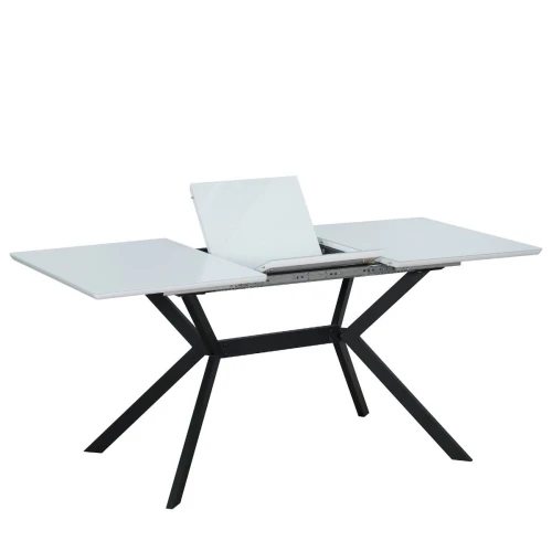 Стол обеденный AGAT 118-160/80 (корпус стекло Белое, Белый)