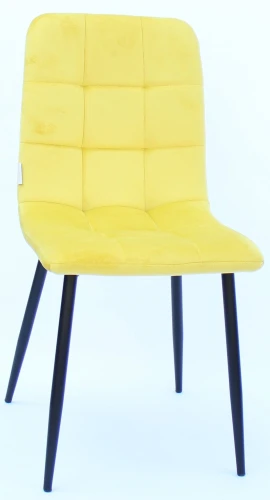 C919/DC809 Стул мягкий, ЖЕЛТЫЙ#h40 велюр, каркас металл черный КРУГЛЫЙ
