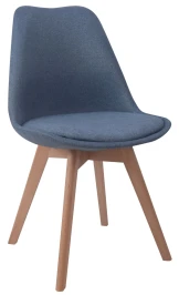 GH608/DC608 Стул пластиковый мягкий, СИНИЙ ткань, каркас бук